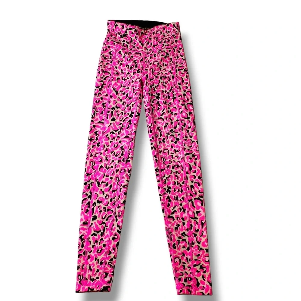 Lilly Pulitzer Weekender Leggings Pink Topaz Leopard‎ High Rise Pocket Active M